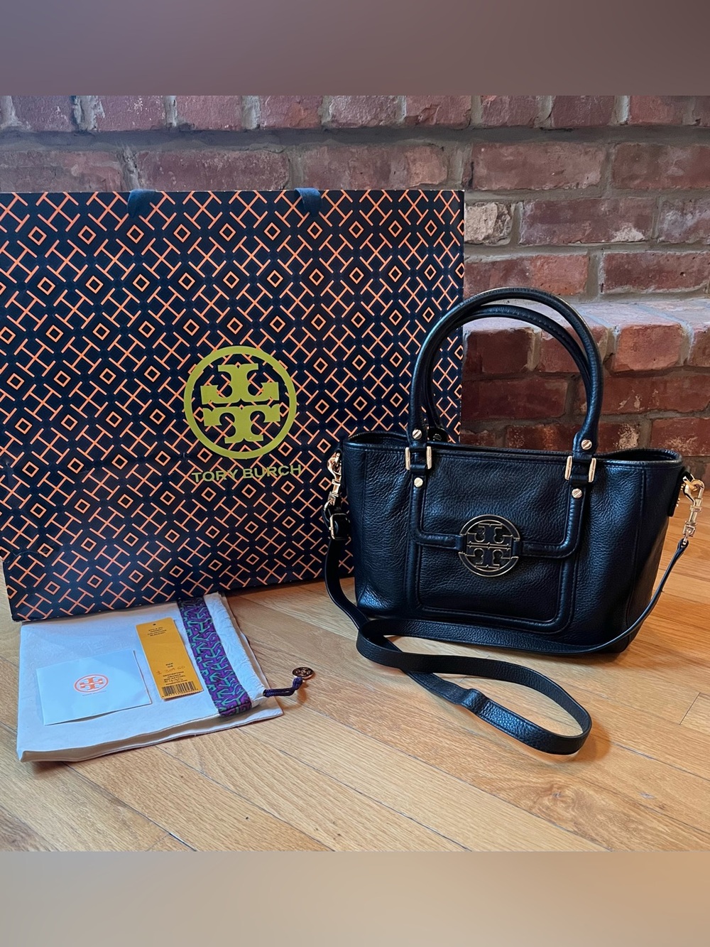 Tory Burch Black Leather Amanda Mini Satchel Crossbody